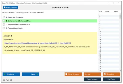 Cisco 700-651 Cisco Collaboration Architecture Sales Essentials (CASE) Practice test exam simulator test engine exam Prep practice test questions answers Image 7