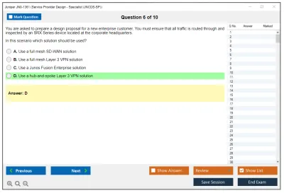 Juniper JN0-1361 Service Provider Design - Specialist (JNCDS-SP) Practice test exam simulator test engine exam Prep practice test questions answers Image 6