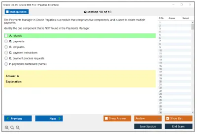 Oracle 1z0-517 Oracle EBS R12.1 Payables Essentials Practice test exam simulator test engine exam Prep practice test questions answers Image 10