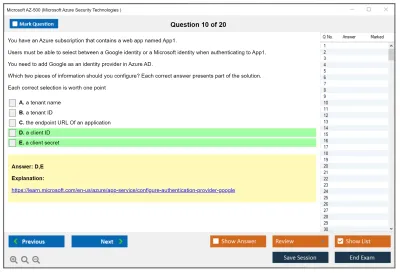 Microsoft AZ-500 Microsoft Azure Security Technologies Practice test exam simulator test engine exam Prep practice test questions answers Image 10