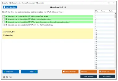 Oracle 1z0-532 Oracle Hyperion Financial Management 11 Essentials Practice test exam simulator test engine exam Prep practice test questions answers Image 5