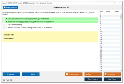 Huawei H12-722 Huawei Certified ICT Professional - Constructing Service Security Network (HCIP-Security-CSSN V3.0) Practice test exam simulator test engine exam Prep practice test questions answers Image 5