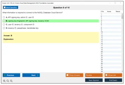 Oracle 1z0-1105-22 Oracle Cloud Data Management 2022 Foundations Associate Practice test exam simulator test engine exam Prep practice test questions answers Image 8