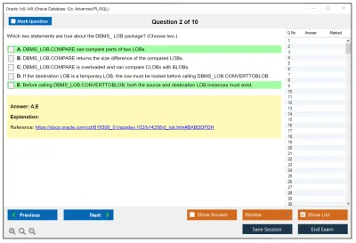 Oracle 1z0-148 Oracle Database 12c: Advanced PL/SQL Practice test exam simulator test engine exam Prep practice test questions answers Image 2