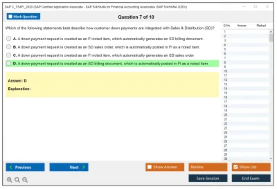 SAP C_TS4FI_2020 SAP Certified Application Associate - SAP S/4HANA for Financial Accounting Associates (SAP S/4HANA 2020) Practice test exam simulator test engine exam Prep practice test questions answers Image 7