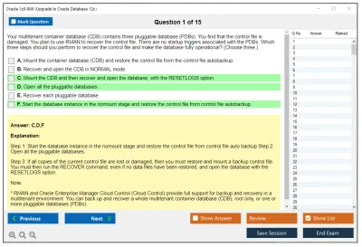 Oracle 1z0-060 Upgrade to Oracle Database 12c Practice test exam simulator test engine exam Prep practice test questions answers Image 1