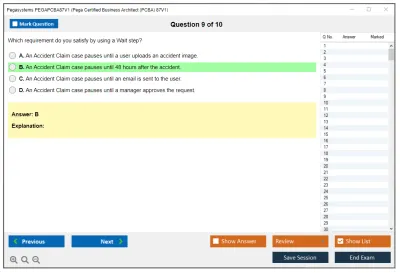 Pegasystems PEGAPCBA87V1 Pega Certified Business Architect (PCBA) 87V1 Practice test exam simulator test engine exam Prep practice test questions answers Image 9