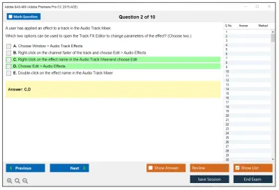 Adobe 9A0-409 Adobe Premiere Pro CC 2015 ACE Practice test exam simulator test engine exam Prep practice test questions answers Image 2
