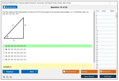 Test Prep COMPASS-Test Computer-adaptive Placement, Assessment, and Support System: English, Math, Writing Practice test exam simulator test engine exam Prep practice test questions answers Image 19