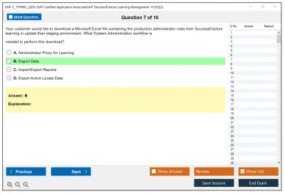 SAP C_THR88_2205 SAP Certified Application AssociateSAP SuccessFactors Learning Management 1H/2022 Practice test exam simulator test engine exam Prep practice test questions answers Image 7