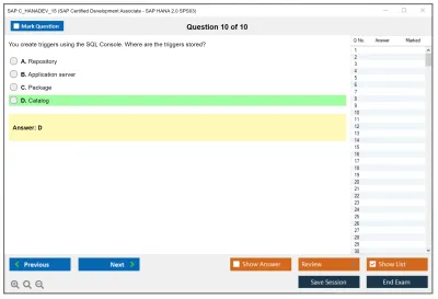 SAP C_HANADEV_15 SAP Certified Development Associate - SAP HANA 2.0 SPS03 Practice test exam simulator test engine exam Prep practice test questions answers Image 10