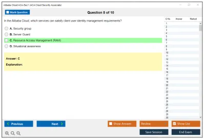 Alibaba Cloud ACA-Sec1 ACA Cloud Security Associate Practice test exam simulator test engine exam Prep practice test questions answers Image 8