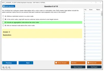 SAP C_HANAIMP_18 SAP Certified Application Associate - SAP HANA 2.0 SPS06 Practice test exam simulator test engine exam Prep practice test questions answers Image 8