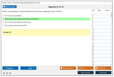 Facebook 100-101 Facebook Certified Digital Marketing Associate Practice test exam simulator test engine exam Prep practice test questions answers Image 6