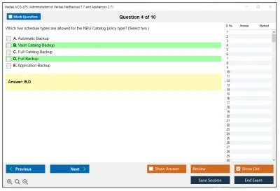 Veritas VCS-275 Administration of Veritas NetBackup 7.7 and NetBackup Appliances 2.7 Practice test exam simulator test engine exam Prep practice test questions answers Image 4