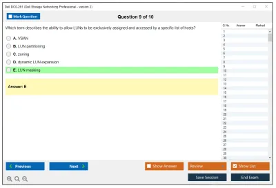 Dell DC0-261 Dell Storage Networking Professional - version 2 Practice test exam simulator test engine exam Prep practice test questions answers Image 9