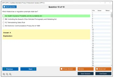 IAPP CIPP-C Certified Information Privacy Professional/ Canada (CIPP/C) Practice test exam simulator test engine exam Prep practice test questions answers Image 10