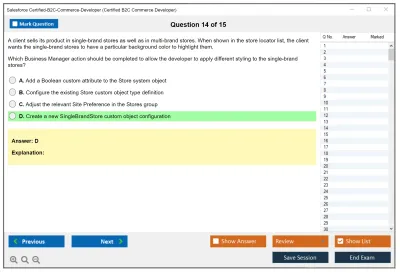 Salesforce Certified-B2C-Commerce-Developer Salesforce Certified B2C Commerce Developer Practice test exam simulator test engine exam Prep practice test questions answers Image 14