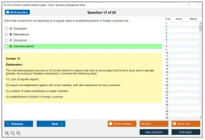 IIA IIA-CIA-Part4 Certified Internal Auditor - Part 4, Business Management Skills Practice test exam simulator test engine exam Prep practice test questions answers Image 13