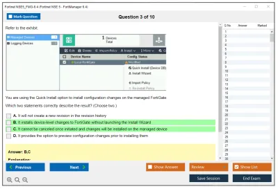 Fortinet NSE5_FMG-6.4 Fortinet NSE 5 - FortiManager 6.4 Practice test exam simulator test engine exam Prep practice test questions answers Image 3