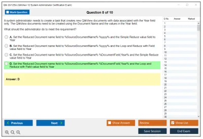 Qlik QV12SA QlikView 12 System Administrator Certification Exam Practice test exam simulator test engine exam Prep practice test questions answers Image 8