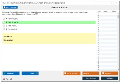 Hitachi HH0-380 HITACHI DATA SYSTEMS STORAGE MANAGER - STORAGE MANAGEMENT EXAM Practice test exam simulator test engine exam Prep practice test questions answers Image 8