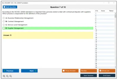 Exin ISO20KF ISO / IEC 20000 Foundation Practice test exam simulator test engine exam Prep practice test questions answers Image 7