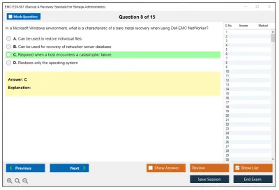 EMC E20-597 Backup & Recovery Specialist for Storage Administrators Practice test exam simulator test engine exam Prep practice test questions answers Image 8