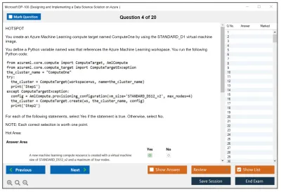 Microsoft DP-100 Designing and Implementing a Data Science Solution on Azure Practice test exam simulator test engine exam Prep practice test questions answers Image 4