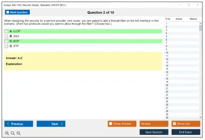 Juniper JN0-1332 Security Design. Specialist (JNCDS-SEC) Practice test exam simulator test engine exam Prep practice test questions answers Image 2