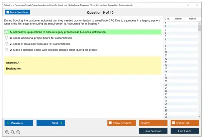 Salesforce Revenue-Cloud-Consultant-Accredited-Professional Salesforce Revenue Cloud Consultant Accredited Professional Practice test exam simulator test engine exam Prep practice test questions answers Image 9