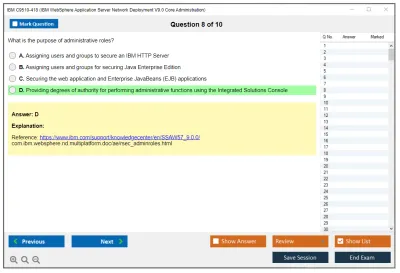IBM C9510-418 IBM WebSphere Application Server Network Deployment V9.0 Core Administration Practice test exam simulator test engine exam Prep practice test questions answers Image 8