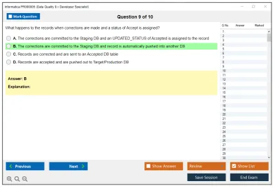 Informatica PR000005 Data Quality 9.x Developer Specialist Practice test exam simulator test engine exam Prep practice test questions answers Image 9