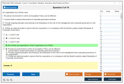PRMIA 8004 PRM Certification - Exam IV: Case Studies; Standards: Governance, Best Practices and Ethics Practice test exam simulator test engine exam Prep practice test questions answers Image 5