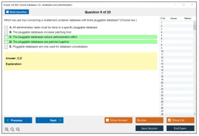 Oracle 1z0-062 Oracle Database 12c: Installation and Administration Practice test exam simulator test engine exam Prep practice test questions answers Image 9