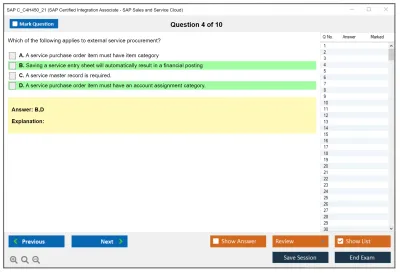 SAP C_C4H450_21 SAP Certified Associate - Integration Consultant - SAP Sales and Service Cloud Practice test exam simulator test engine exam Prep practice test questions answers Image 4