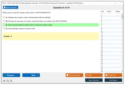 SAP C_TS450_2020 SAP Certified Application Associate - SAP S/4HANA Sourcing and Procurement - Upskilling for ERP Experts Practice test exam simulator test engine exam Prep practice test questions answers Image 9