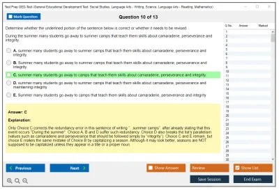 Test Prep GED-Test General Educational Development Test: Social Studies, Language Arts - Writing, Science, Language Arts - Reading, Mathematics Practice test exam simulator test engine exam Prep practice test questions answers Image 10