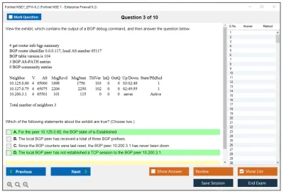 Fortinet NSE7_EFW-6.2 Fortinet NSE 7 - Enterprise Firewall 6.2 Practice test exam simulator test engine exam Prep practice test questions answers Image 3