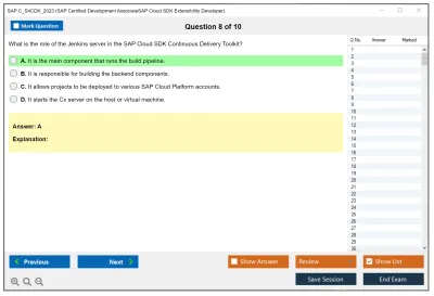 SAP C_S4CDK_2023 SAP Certified Development AssociateSAP Cloud SDK Extensibility Developer Practice test exam simulator test engine exam Prep practice test questions answers Image 8