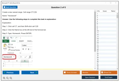 Microsoft 77-420 Excel 2013 Practice test exam simulator test engine exam Prep practice test questions answers Image 2