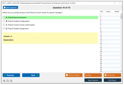 SAP C_HRHPC_2205 SAP Certified Application AssociateSAP SuccessFactors for Employee Central Payroll 1H/2022 Practice test exam simulator test engine exam Prep practice test questions answers Image 10