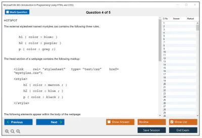 Microsoft 98-383 Introduction to Programming Using HTML and CSS Practice test exam simulator test engine exam Prep practice test questions answers Image 4