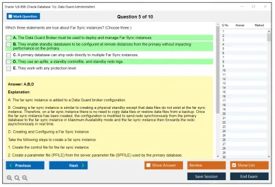 Oracle 1z0-066 Oracle Database 12c: Data Guard Administration Practice test exam simulator test engine exam Prep practice test questions answers Image 5