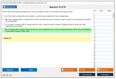 Cima BA4 Fundamentals of Ethics, Corporate Governance and Business Law Practice test exam simulator test engine exam Prep practice test questions answers Image 18