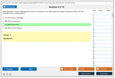 SAP E_S4CPE_2023 SAP Certified Specialist - SAP S/4HANA Cloud, private edition implementation with SAP Activate Practice test exam simulator test engine exam Prep practice test questions answers Image 6