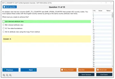 SAP C_HANAIMP151 SAP Certified Application Associate - SAP HANA (Edition 2015) Practice test exam simulator test engine exam Prep practice test questions answers Image 11