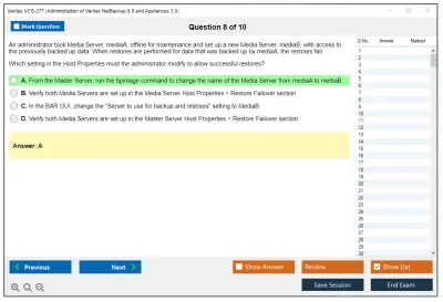 Veritas VCS-277 Administration of Veritas NetBackup 8.0 and NetBackup Appliances 3.0 Practice test exam simulator test engine exam Prep practice test questions answers Image 8
