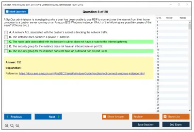 Amazon AWS AWS-SysOps-SOA-C01 AWS Certified SysOps Administrator - Associate Practice test exam simulator test engine exam Prep practice test questions answers Image 8