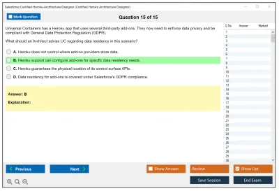 Salesforce Certified-Heroku-Architecture-Designer Salesforce Certified Heroku Architect Practice test exam simulator test engine exam Prep practice test questions answers Image 15